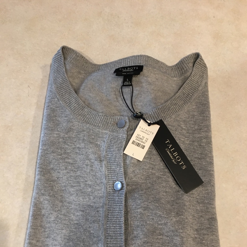 Talbots gray heather cardigan sweater